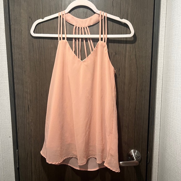 Japna Strappy Blush Pink Chiffon Halter Tank Top | XS - Picture 1 of 5